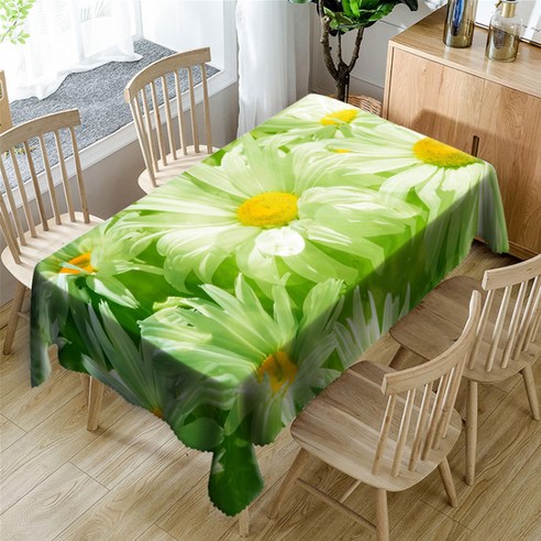 이코디 프린트 아웃 테이블보, 그린데이지, 153 x 260 cm