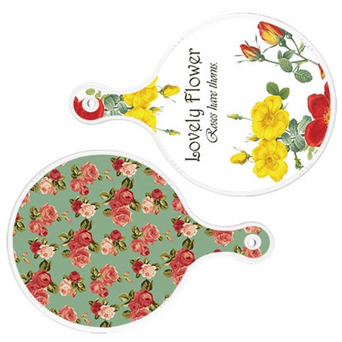 로엠디자인 서빙 도마 2p Lovely Flower 원형 보드 세트, Lovely Flower 원형, 취람색 장미 원형, 1세트