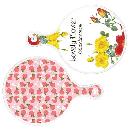 로엠디자인 서빙 도마 2p Lovely Flower 원형 보드 세트, Lovely Flower 원형, 핑크 복숭아 원형, 1세트