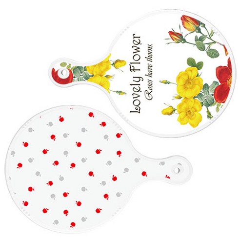 로엠디자인 서빙 도마 2p Lovely Flower 원형 보드 세트, Lovely Flower 원형, 구색 사과 원형, 1세트