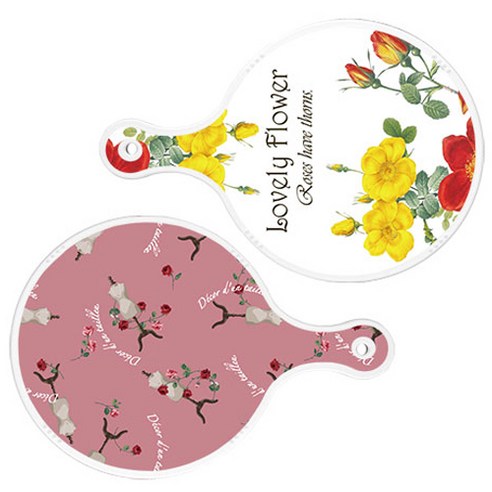 로엠디자인 서빙 도마 2p Lovely Flower 원형 보드 세트, Lovely Flower 원형, 자색 아트 클립 원형, 1세트