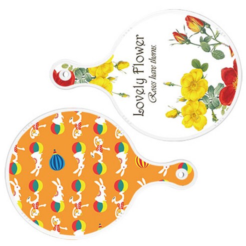 로엠디자인 서빙 도마 2p Lovely Flower 원형 보드 세트, Lovely Flower 원형, 토끼 2 원형, 1세트