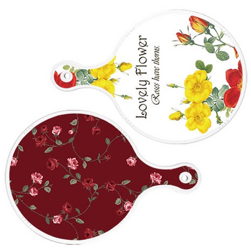 로엠디자인 서빙 도마 2p Lovely Flower 원형 보드 세트, Lovely Flower 원형, 장미 적색 원형, 1세트