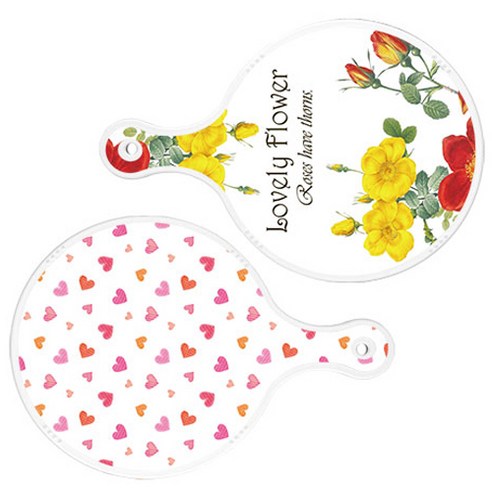 로엠디자인 서빙 도마 2p Lovely Flower 원형 보드 세트, Lovely Flower 원형, 연 분홍색 러브 원형, 1세트