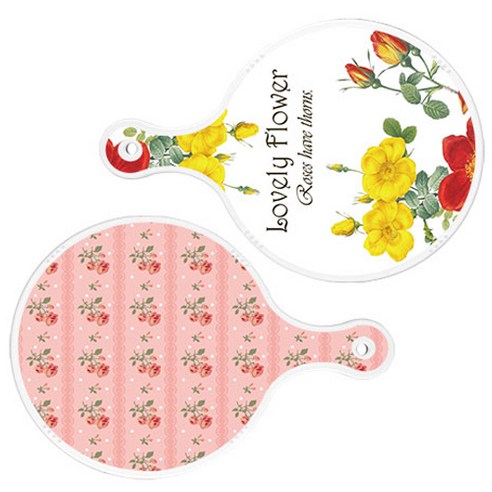로엠디자인 서빙 도마 2p Lovely Flower 원형 보드 세트, Lovely Flower 원형, 핑크 로즈 원형, 1세트
