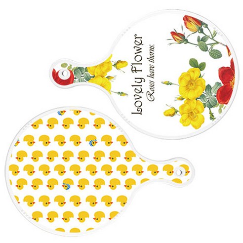 로엠디자인 서빙 도마 2p Lovely Flower 원형 보드 세트, Lovely Flower 원형, 오리 원형, 1세트