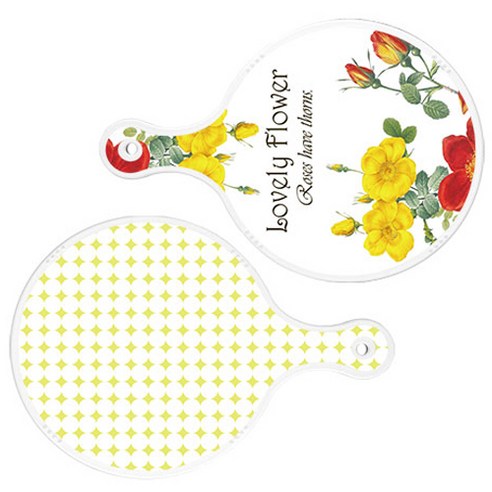 로엠디자인 서빙 도마 2p Lovely Flower 원형 보드 세트, Lovely Flower 원형, 원형 패턴 파스텔 연두 원형, 1세트
