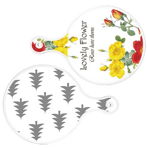 로엠디자인 서빙 도마 2p Lovely Flower 원형 보드 세트, Lovely Flower 원형, 숲 패턴 3 원형, 1세트