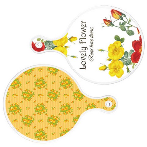 로엠디자인 서빙 도마 2p Lovely Flower 원형 보드 세트, Lovely Flower 원형, 오렌지 넝쿨 로즈 원형, 1세트