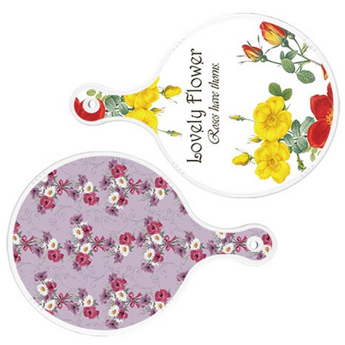 로엠디자인 서빙 도마 2p Lovely Flower 원형 보드 세트, Lovely Flower 원형, 벽람색 플라워 원형, 1세트