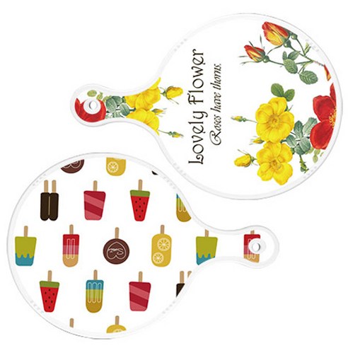 로엠디자인 서빙 도마 2p Lovely Flower 원형 보드 세트, Lovely Flower 원형, 하드 원형, 1세트