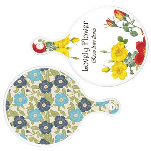 로엠디자인 서빙 도마 2p Lovely Flower 원형 보드 세트, Lovely Flower 원형, 플라워 자황색 원형, 1세트