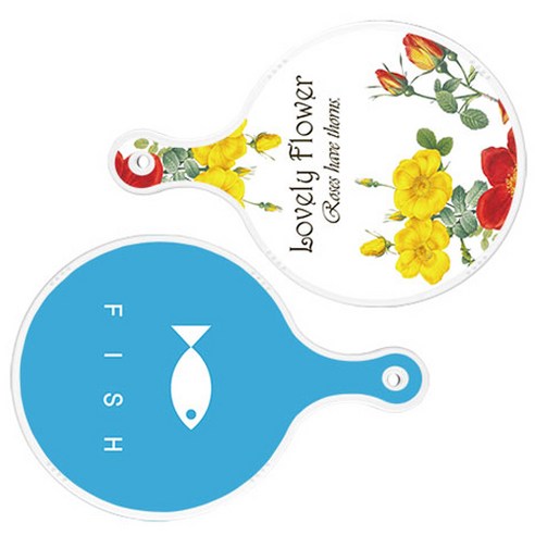 로엠디자인 서빙 도마 2p Lovely Flower 원형 보드 세트, Lovely Flower 원형, 피쉬 블루 원형, 1세트