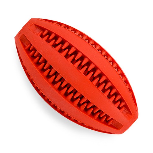 딩동펫 반려견 라텍스 덴탈 럭비공 스낵볼 장난감 대형 11.5 x 5.5 cm, 레드, 1개