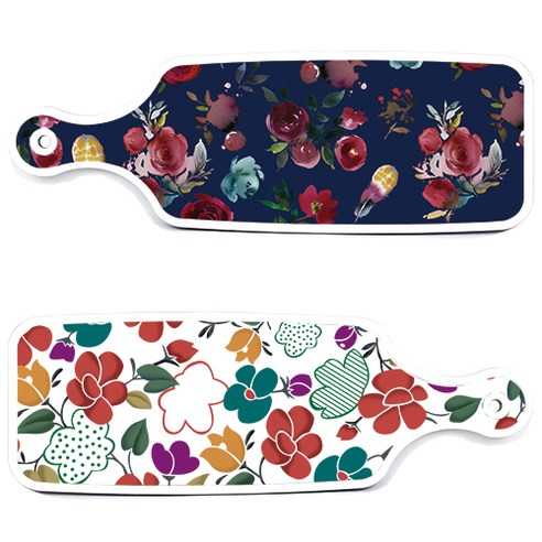 로엠디자인 floral 목련 혼합보드 서빙 도마 2p 세트, floral 목련 혼합보드, 블루톤플라워보드, 1세트