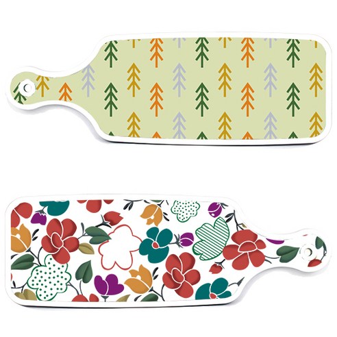 로엠디자인 floral 목련 혼합보드 서빙 도마 2p 세트, floral 목련 혼합보드, 소나무치자색보드, 1세트
