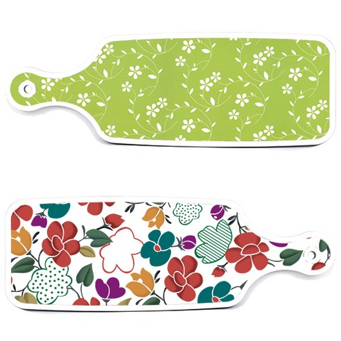 로엠디자인 floral 목련 혼합보드 서빙 도마 2p 세트, floral 목련 혼합보드, 라인플라워 그린보드, 1세트