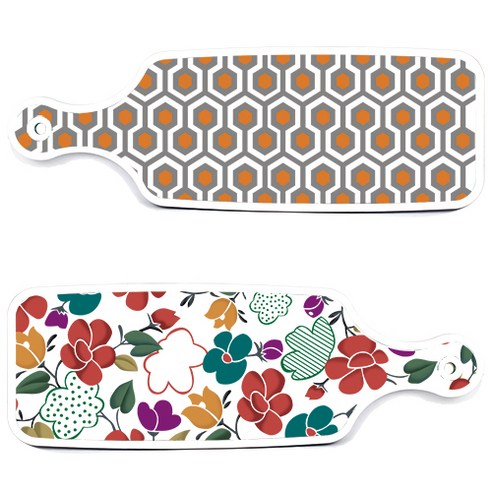 로엠디자인 floral 목련 혼합보드 서빙 도마 2p 세트, floral 목련 혼합보드, 샤이닝패턴보드, 1세트