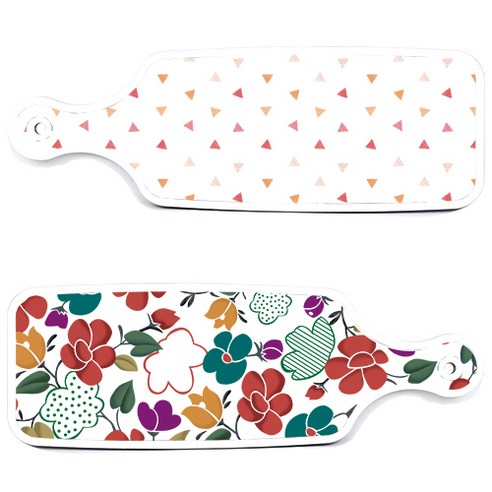 로엠디자인 floral 목련 혼합보드 서빙 도마 2p 세트, floral 목련 혼합보드, 행황색삼각패턴보드, 1세트