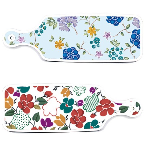로엠디자인 floral 목련 혼합보드 서빙 도마 2p 세트, floral 목련 혼합보드, 로맨틱블루floral비색보드, 1세트