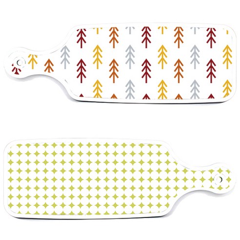 로엠디자인 서빙 도마 보드 2p 원형패턴파스텔연두 세트, 원형패턴파스텔연두, 소나무화이트, 1세트