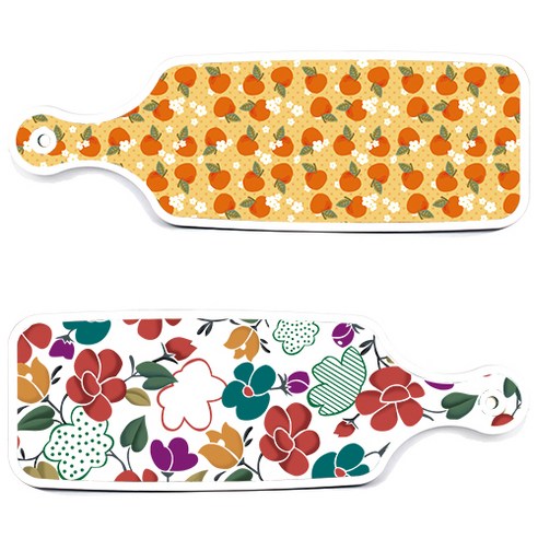 로엠디자인 floral 목련 혼합보드 서빙 도마 2p 세트, floral 목련 혼합보드, 오렌지복숭아보드, 1세트