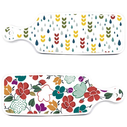 로엠디자인 floral 목련 혼합보드 서빙 도마 2p 세트, floral 목련 혼합보드, 빗물과새싹패턴보드, 1세트