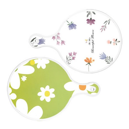 로엠디자인 서빙 원형 도마 보드 2p 파스텔패턴플라워 세트, 파스텔패턴플라워, floral design하얀개나리, 1세트