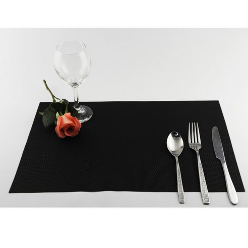 블럭마트 주방 단색 식탁매트 10p, 블랙, 30 x 45 cm