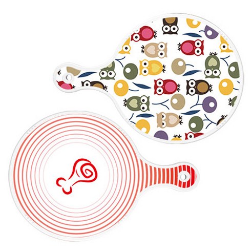 로엠디자인 서빙 원형 도마 보드 2p 부엉이 세트, 부엉이, 고기라인레드, 1세트