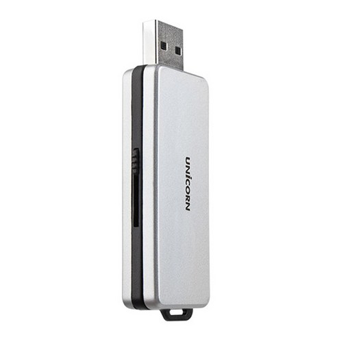 유니콘 USB 3.0 슬라이딩방식 휴대용 멀티 카드리더기, 은색(Silver), XC-770A