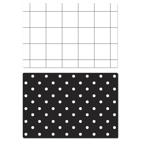 서머스트 실리콘 테이블매트 심플체크 + 도트, 화이트, 블랙, 425 x 295 mm