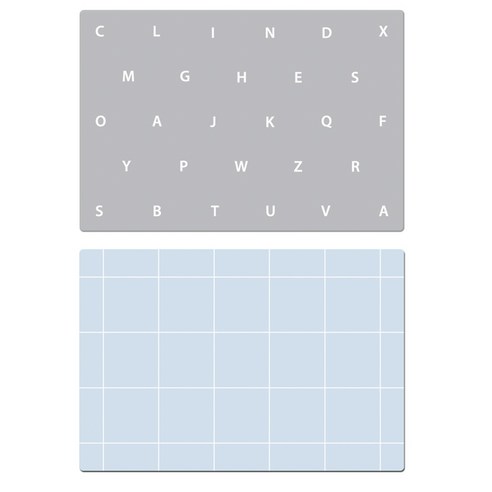 서머스트 실리콘 테이블매트 ABC + 심플체크, 그레이, 스카이블루, 425 x 295 mm