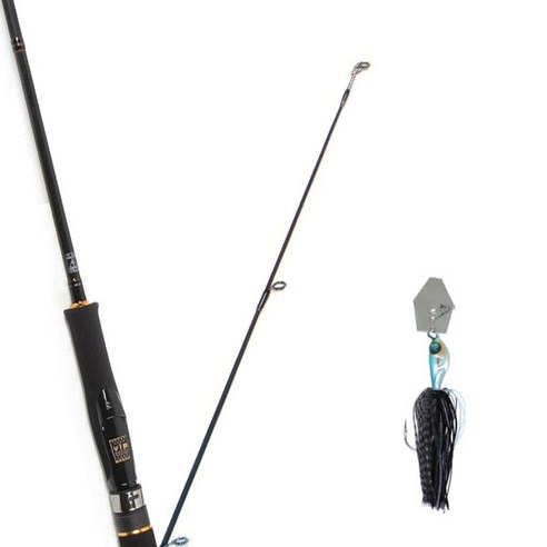 원다 아발론 루어낚싯대 702M 스피닝 + 다미끼 스커트베이트 트램블 지그 10.7g, 05 BLACK BASS