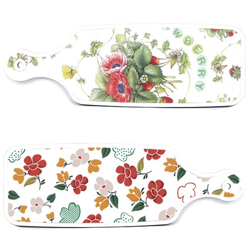 로엠디자인 서빙 도마 보드 2p floral 목련 패턴보드 세트, floral 목련 패턴보드, 산딸기아트웍보드, 1세트