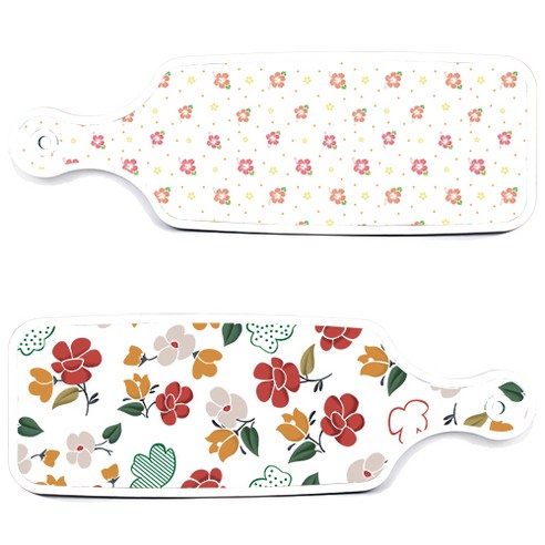 로엠디자인 서빙 도마 보드 2p floral 목련 패턴보드 세트, floral 목련 패턴보드, 훈색나팔꽃화이트보드, 1세트