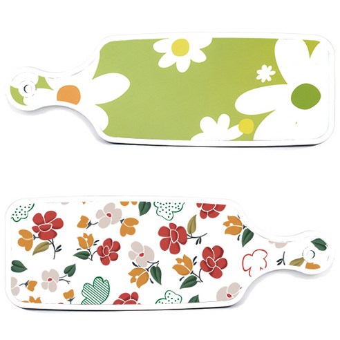 로엠디자인 서빙 도마 보드 2p floral 목련 패턴보드 세트, floral 목련 패턴보드, floral design하얀개나리보드, 1세트
