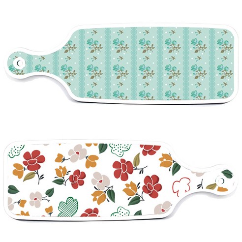 로엠디자인 서빙 도마 보드 2p floral 목련 패턴보드 세트, floral 목련 패턴보드, 옥색로즈보드, 1세트