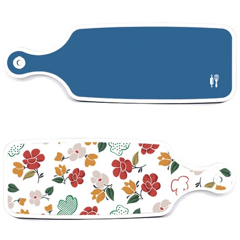 로엠디자인 서빙 도마 보드 2p floral 목련 패턴보드 세트, floral 목련 패턴보드, 다크블루보드, 1세트