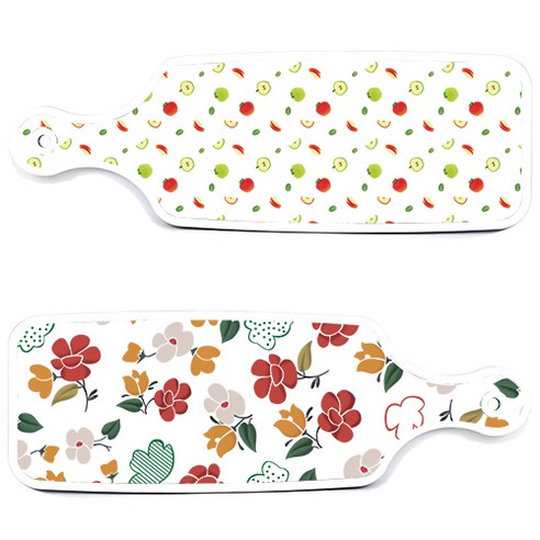 로엠디자인 서빙 도마 보드 2p floral 목련 패턴보드 세트, floral 목련 패턴보드, 사과씨보드, 1세트