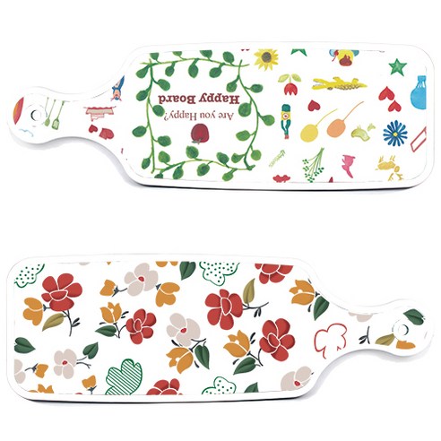 로엠디자인 서빙 도마 보드 2p floral 목련 패턴보드 세트, floral 목련 패턴보드, 해피보드, 1세트