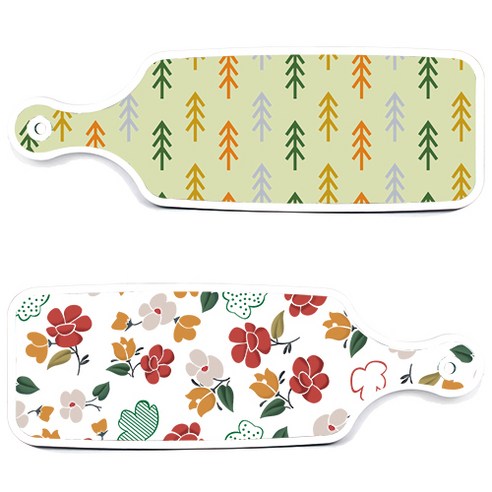 로엠디자인 서빙 도마 보드 2p floral 목련 패턴보드 세트, floral 목련 패턴보드, 소나무치자색보드, 1세트