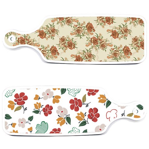 로엠디자인 서빙 도마 보드 2p floral 목련 패턴보드 세트, floral 목련 패턴보드, 두목색플라워보드, 1세트