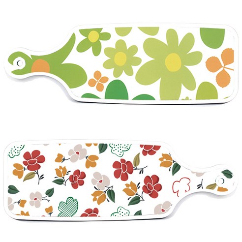 로엠디자인 서빙 도마 보드 2p floral 목련 패턴보드 세트, floral 목련 패턴보드, floral 개나리보드, 1세트