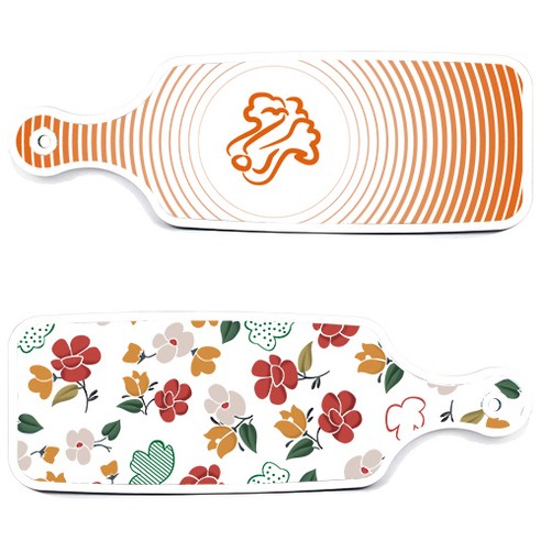 로엠디자인 서빙 도마 보드 2p floral 목련 패턴보드 세트, floral 목련 패턴보드, 배추라인주황보드, 1세트