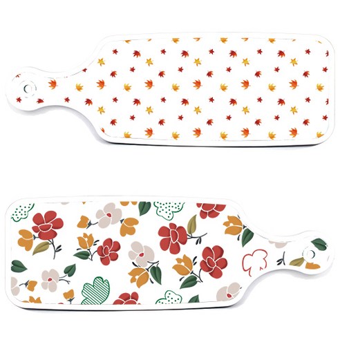 로엠디자인 서빙 도마 보드 2p floral 목련 패턴보드 세트, floral 목련 패턴보드, 낙엽화이트보드, 1세트