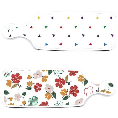 로엠디자인 서빙 도마 보드 2p floral 목련 패턴보드 세트, floral 목련 패턴보드, 세모점보드, 1세트