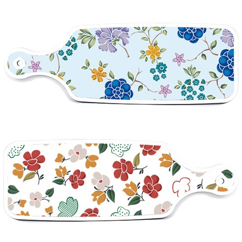 로엠디자인 서빙 도마 보드 2p floral 목련 패턴보드 세트, floral 목련 패턴보드, 로맨틱블루floral비색보드, 1세트