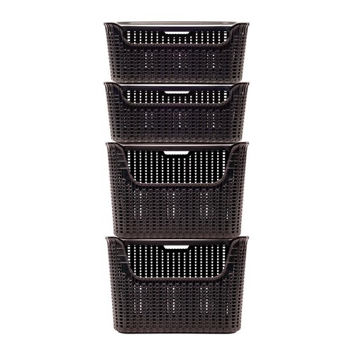 오하임 라탄 컬러 바구니 15.8L x 2p + 25L x 2p, 초코브라운, 1세트