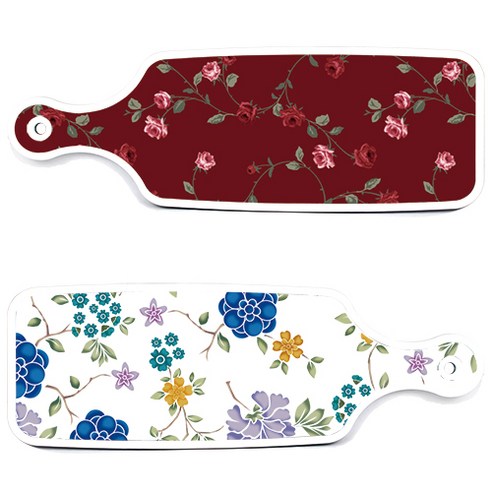 로엠디자인 서빙 도마 보드 2p 로맨틱 블루 floral 화이트 세트, 로맨틱 블루 floral 화이트, 장미 적색, 1세트
